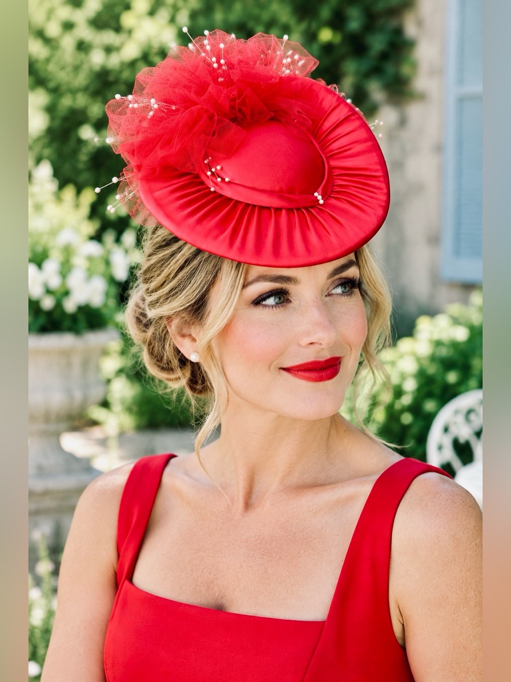 Vintage Red Fascinator Hat with Netting
